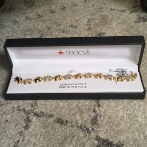 Diamond accent fine silver plate elephant bracelet